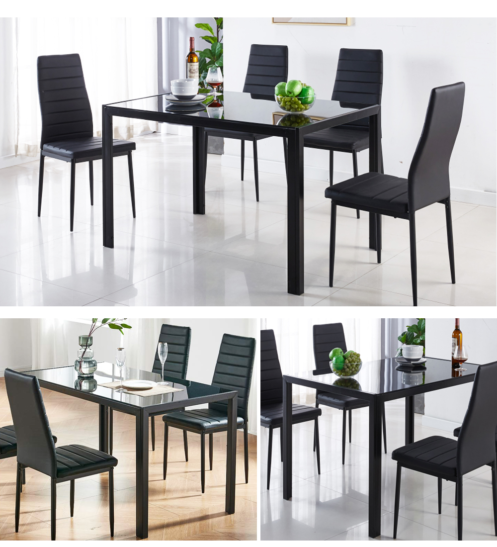 ダイニングテーブルセット 5点セット 4人掛け 110cm ガラス製テーブル