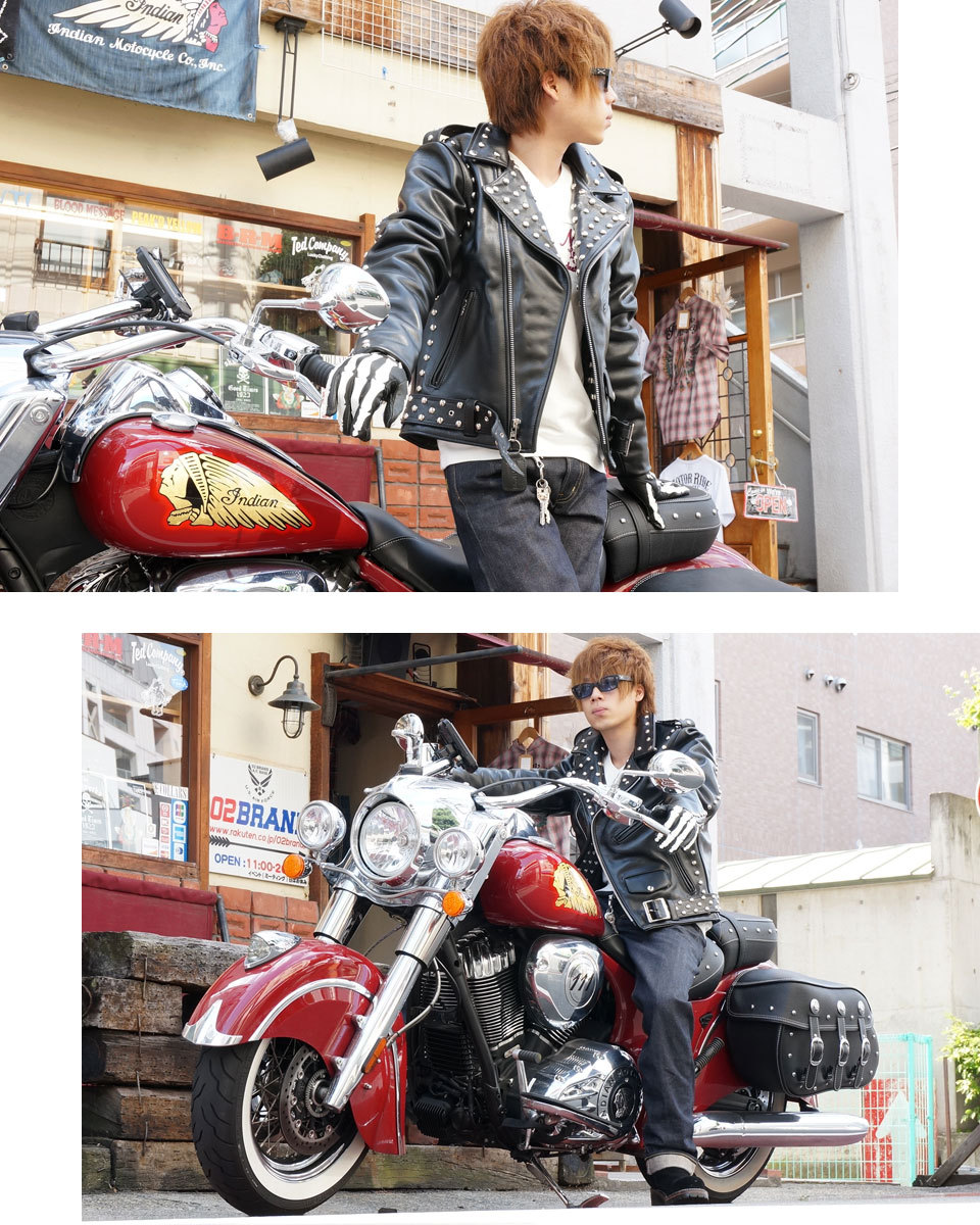 VANSON（バンソン） スタッズ レザー ダブルライダースジャケット C2