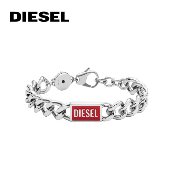 DIESEL（ディーゼル） ブレスレット シンプル シルバー レッド メンズ