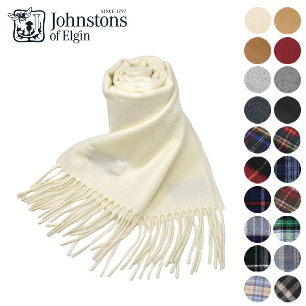 ジョンストンズ マフラー・ストール JOHNSTONS カシミヤ チェック 無地