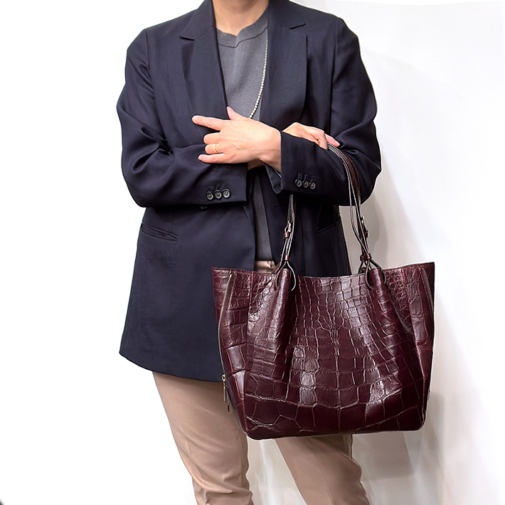 クロコダイル ハンドバッグ トートバッグ マット 本革 鰐革 ワニ革