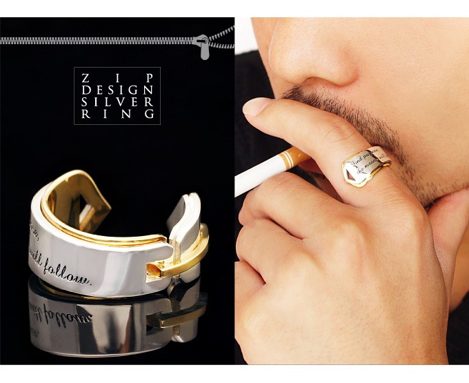 シルバーリング メンズリング 名言 ゴールド ZIP ジップ ファスナー