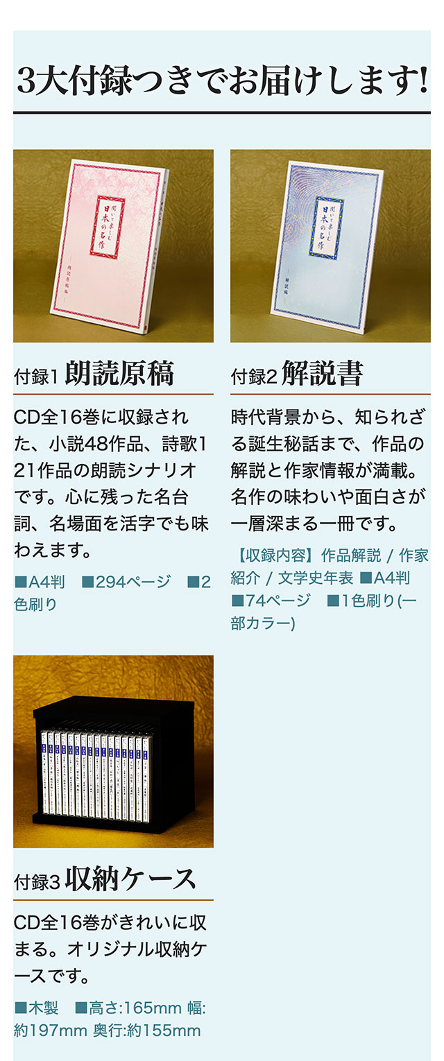 日本文学の傑作169作品の朗読を集大成 聞いて楽しむ日本の名作 朗読CD