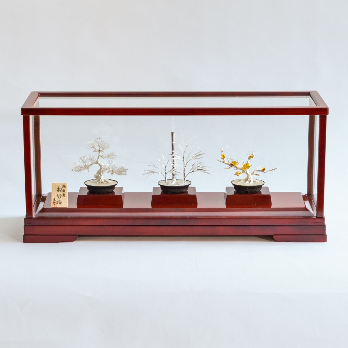 銀製 盆栽 松竹梅 3点セット 特小 ( 木札名入れ有料 高級