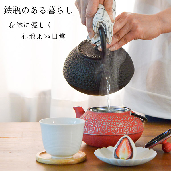 岩鋳（IWACHU） 南部鉄器 鉄瓶 平丸亀甲 黒焼付 9型 1100ml（1.1L