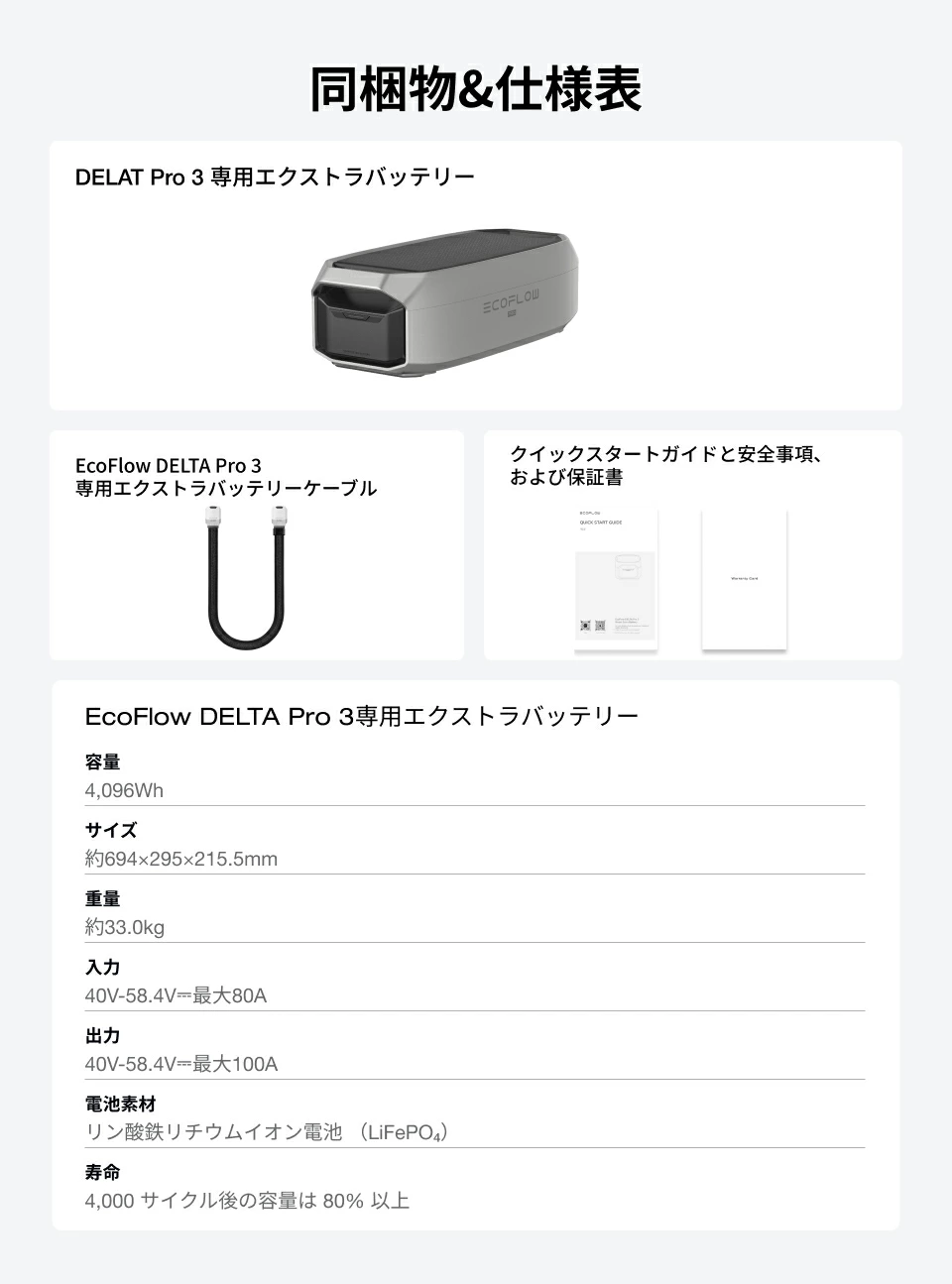 ECOFLOW ポータブル電源 大容量 DELTA Pro 3専用 エクストラバッテリー