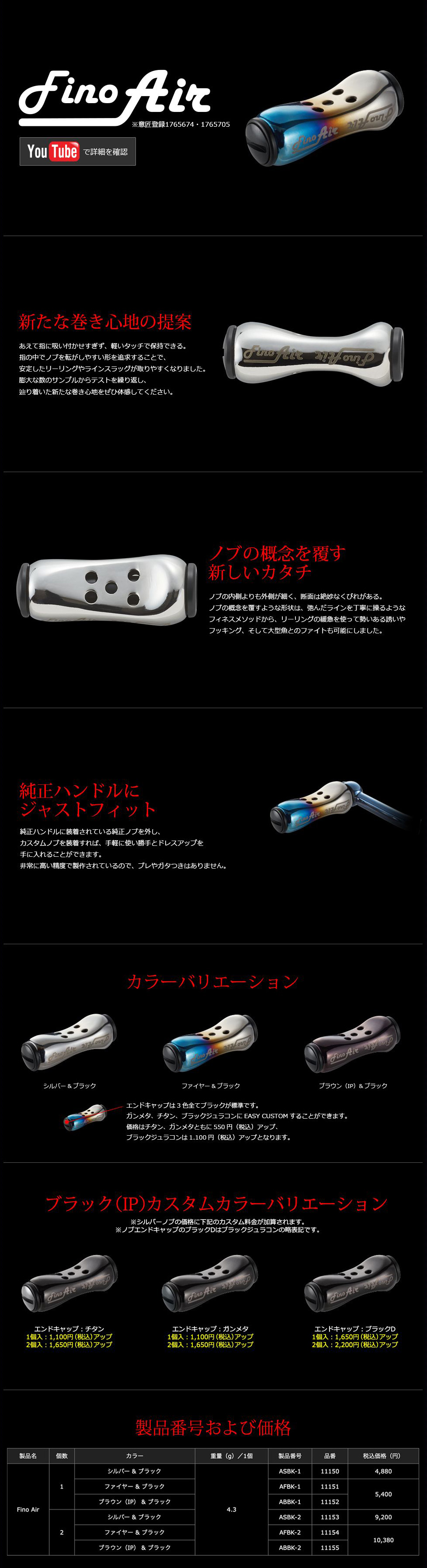 リブレ/LIVRE】Fino Air ハンドルノブ