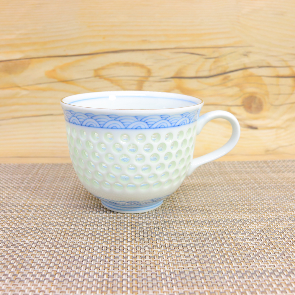 ティーカップ 有田焼 波佐見焼 丹心窯 水晶青海波コーヒーカップ