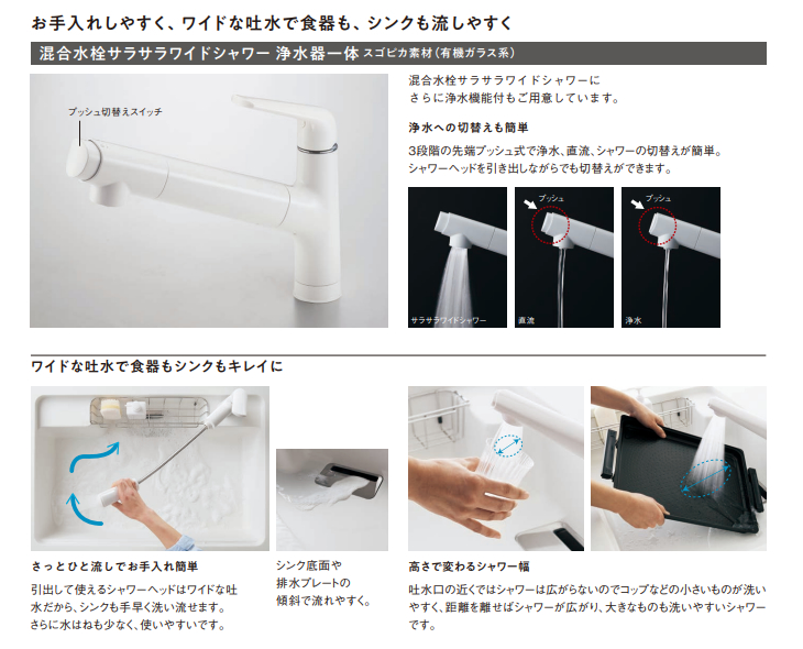 Panasonic（パナソニック） 水栓金具 浄水器一体 混合水栓 サラサラ