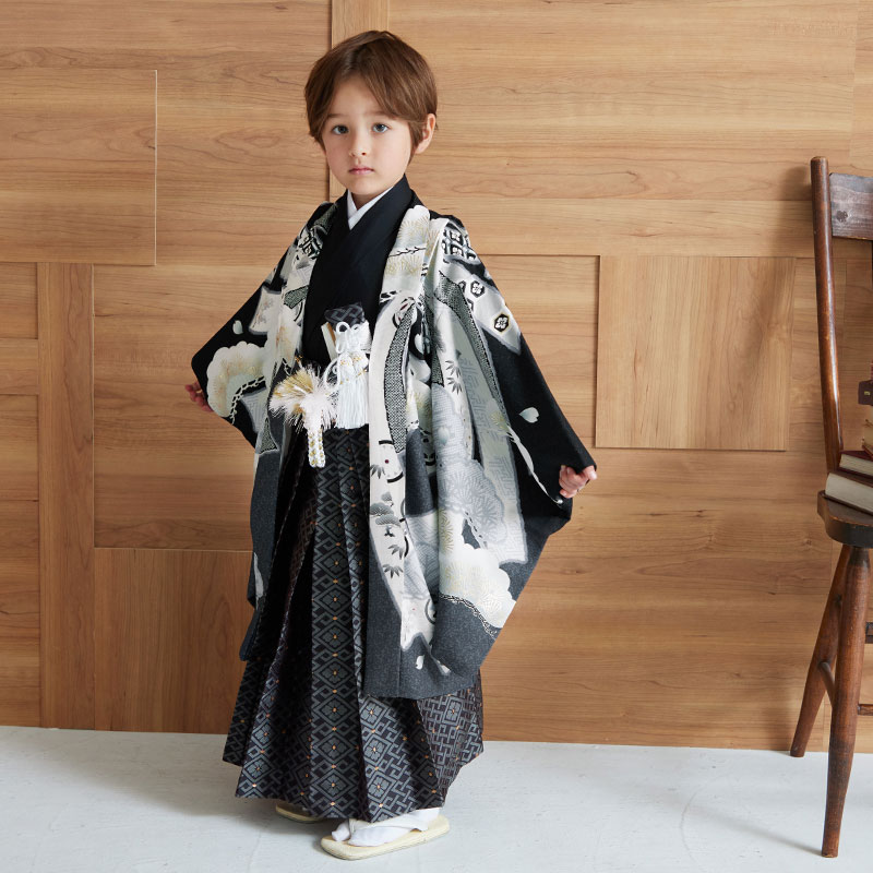 七五三 着物 レンタル 753 5歳 男の子 華徒然 ブランド着物 黒熨斗束