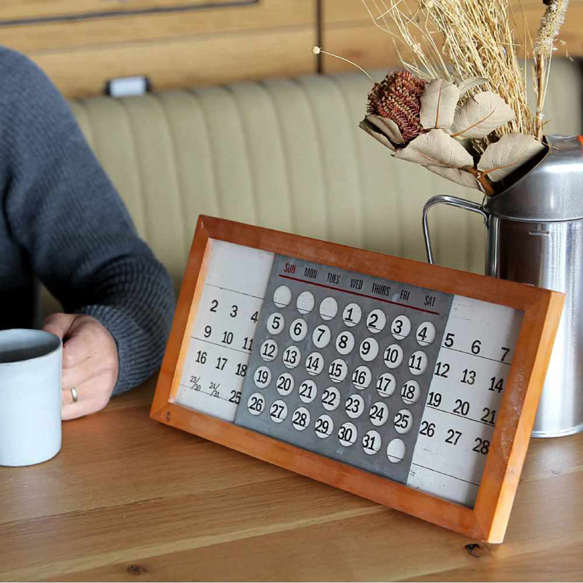 万年カレンダー WOODEN PERPETUAL CALENDAR MINI 掛け置き両用 35cm
