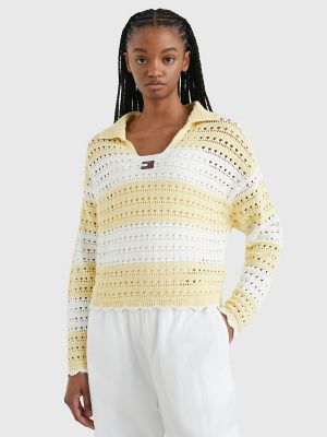 Crochet Long-Sleeve Polo Sweater | Tommy Hilfiger USA