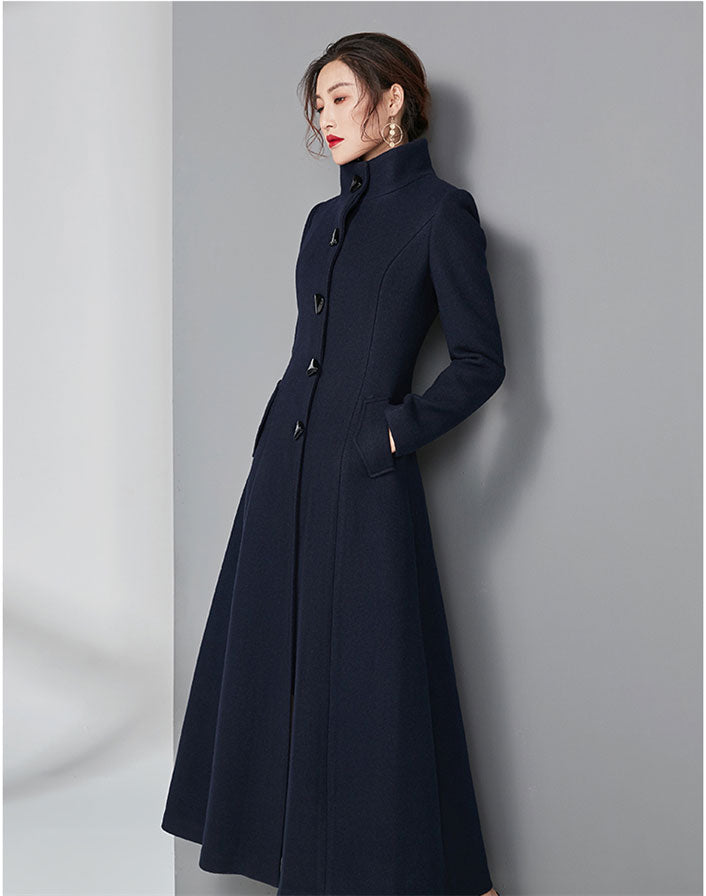 stand collar vintage red midi wool coat 2960 – Xiaolizi