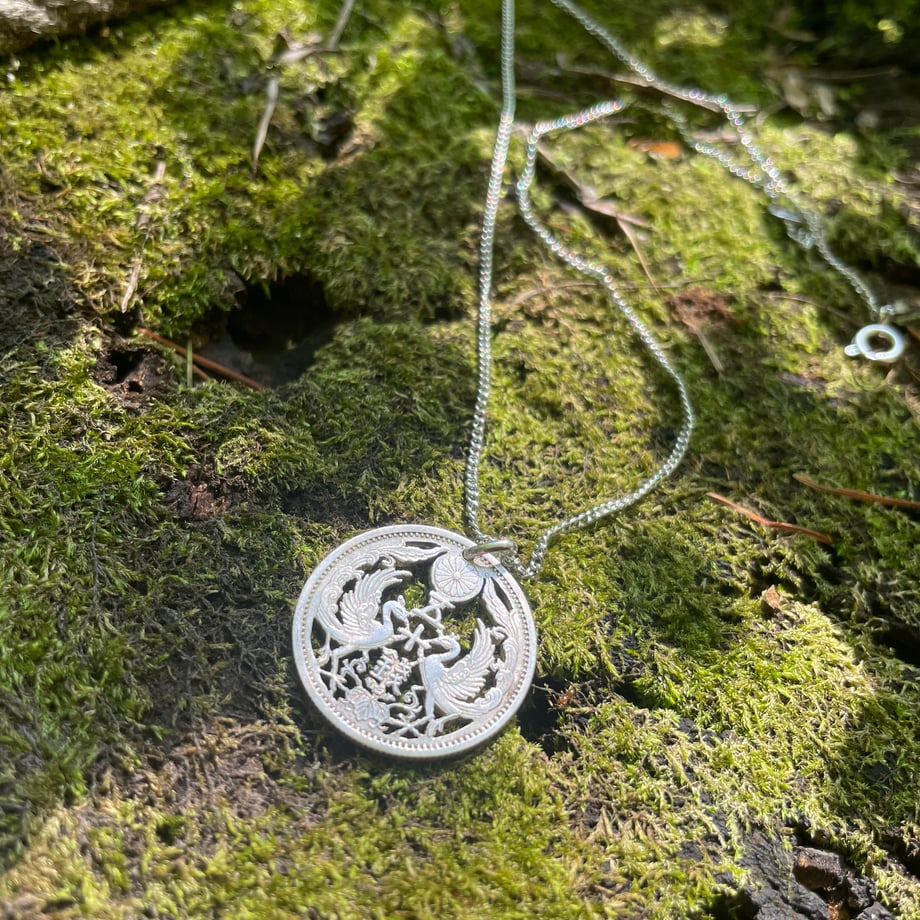 日本銀貨 鳳凰 50銭 切り抜きネックレス - 静岡市でシルバー