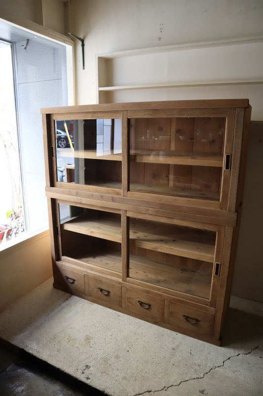 木肌の良い横長の重ね食器棚 - 古道具＋original‐紫山‐ shizan