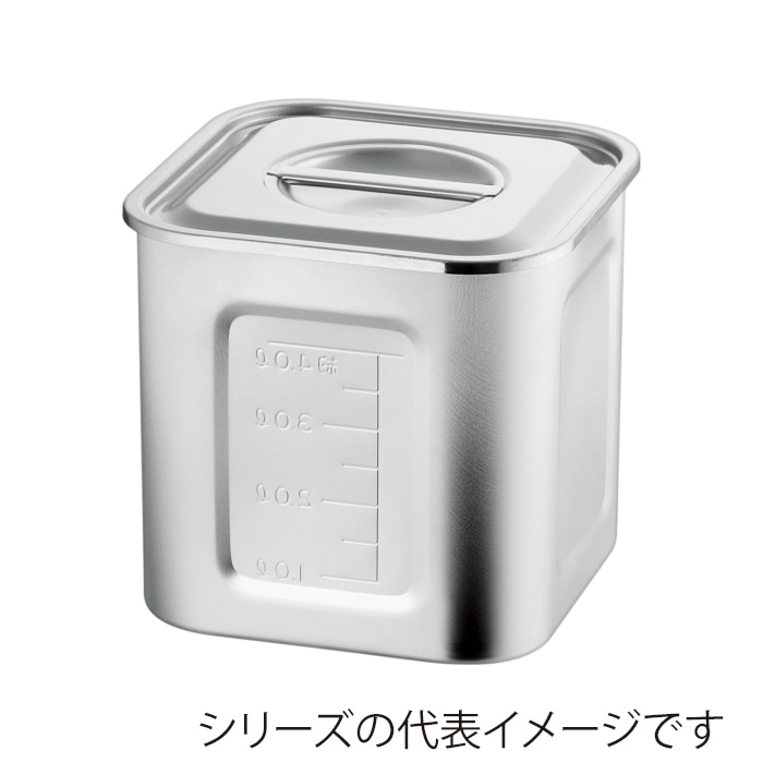 赤川器物製作所 18-8 目盛付 角型キッチンポット 30cm 手付 1個（ご