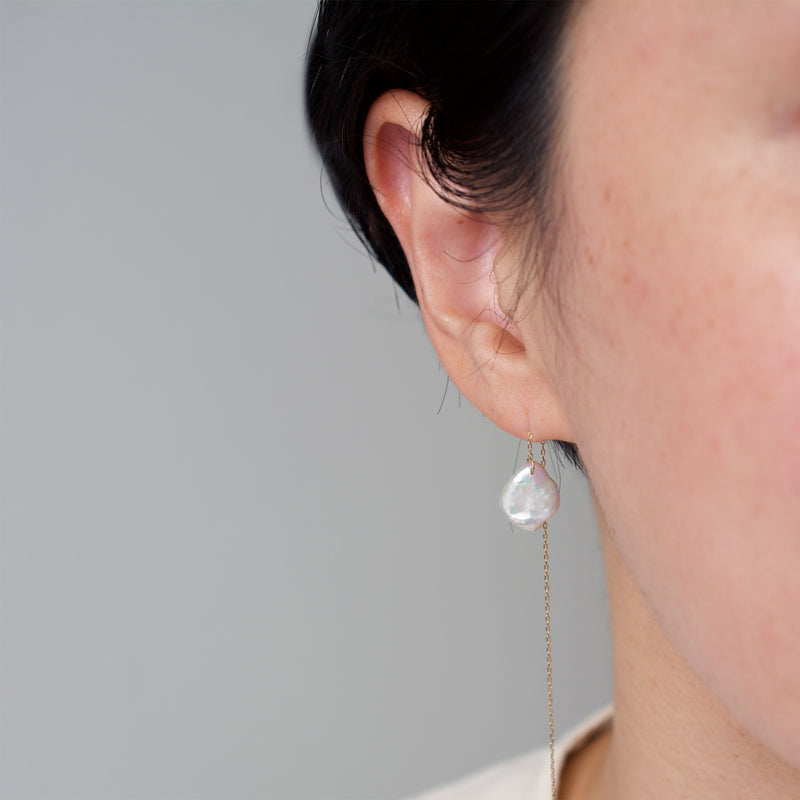 petal pearl chain earrings – shinkai jewelry