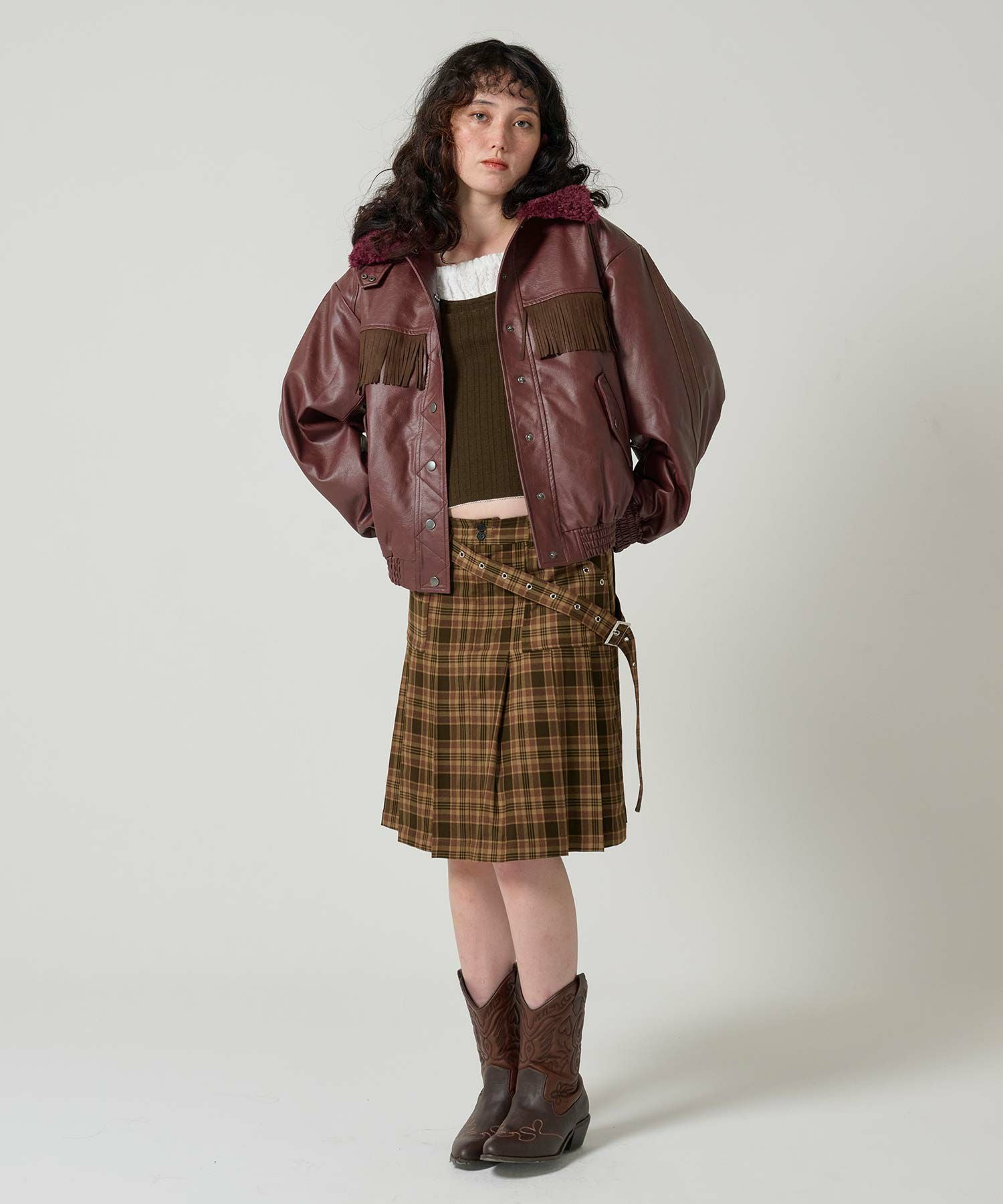 フェイクレザー ボンバージャケット TINA：JOJUN 全2色｜tnj141-0887