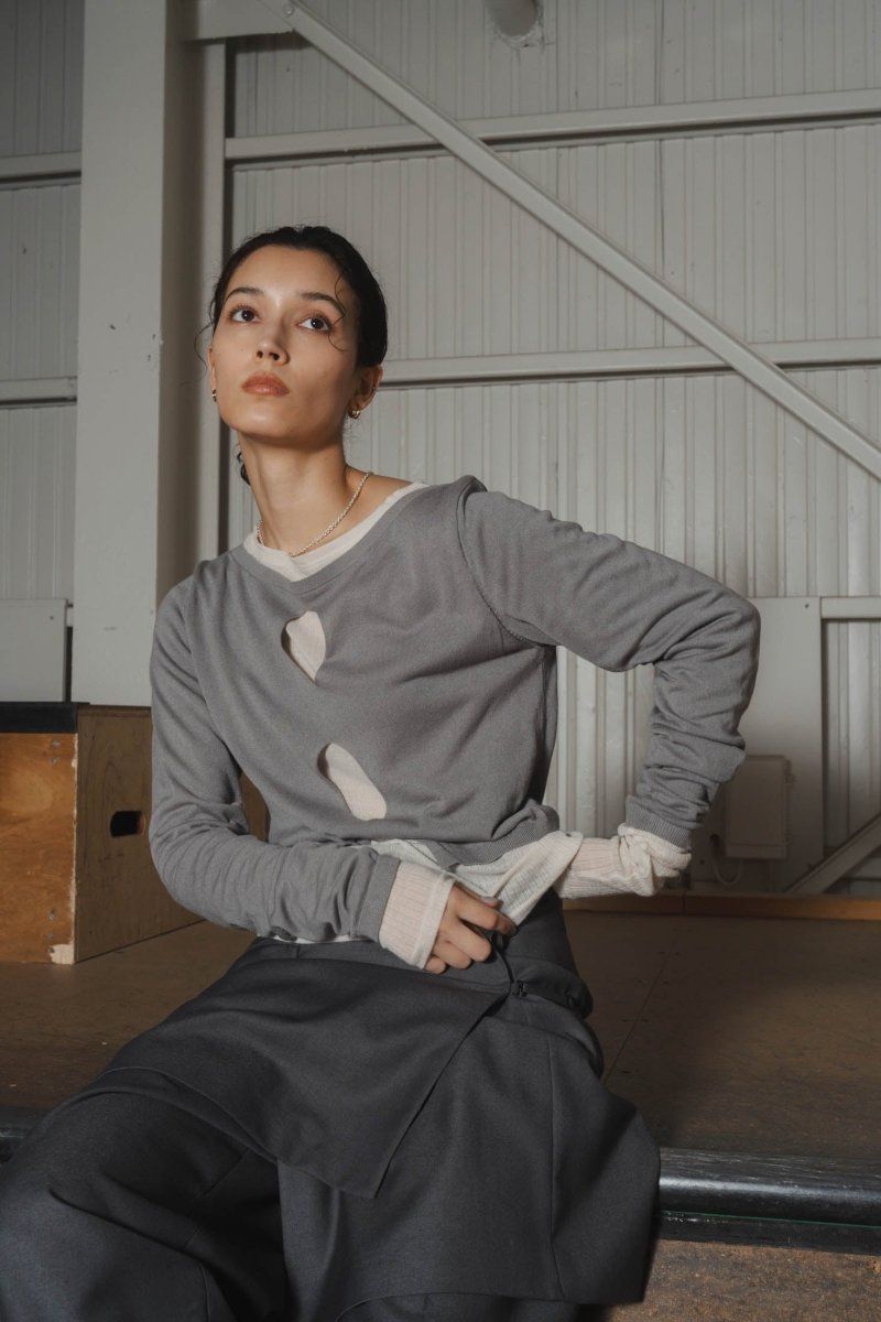 Knuth Marf - layered color tops / レイヤードカラートップス (グレー