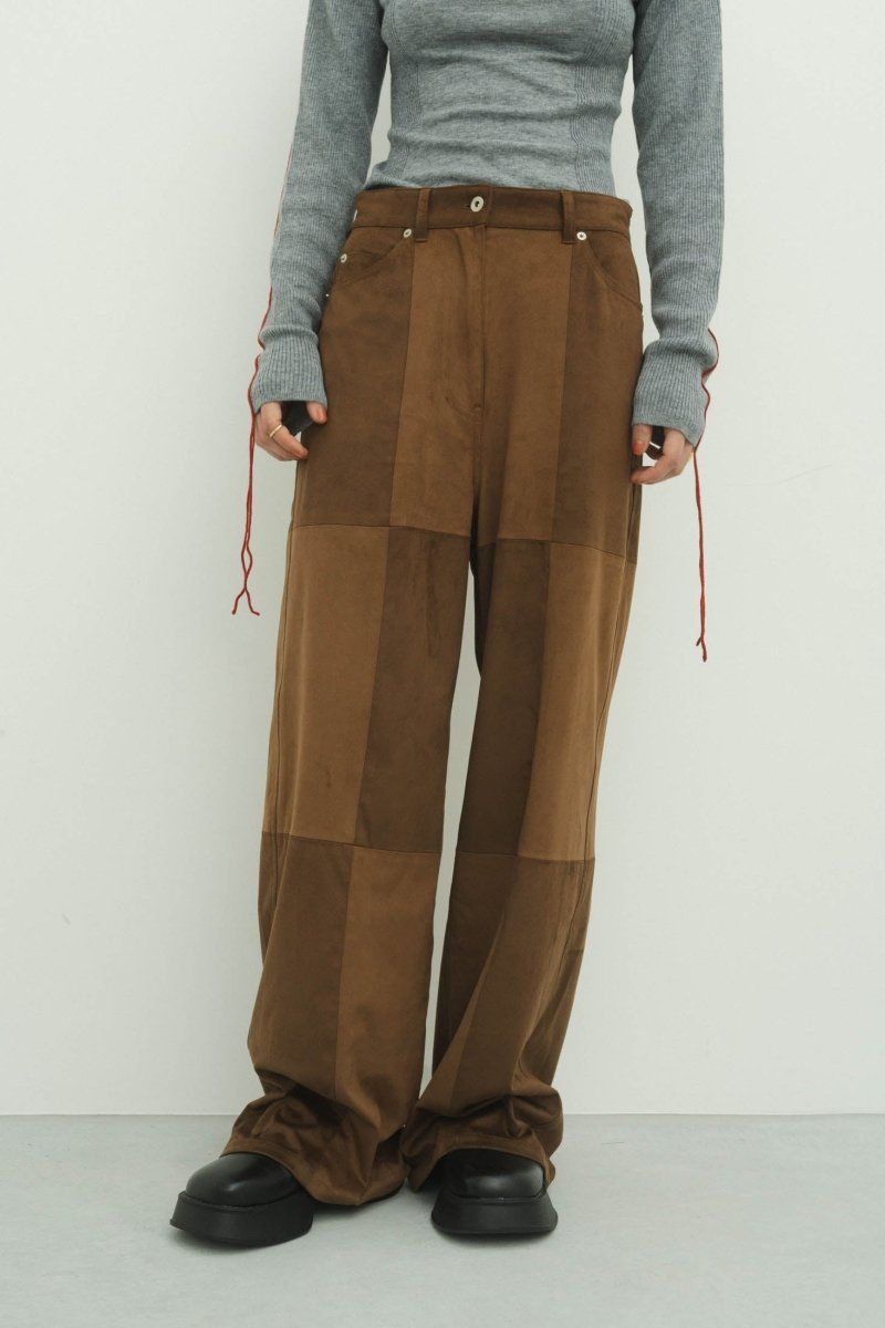 Knuth Marf - block check suede pants / ブロックチェックスエード