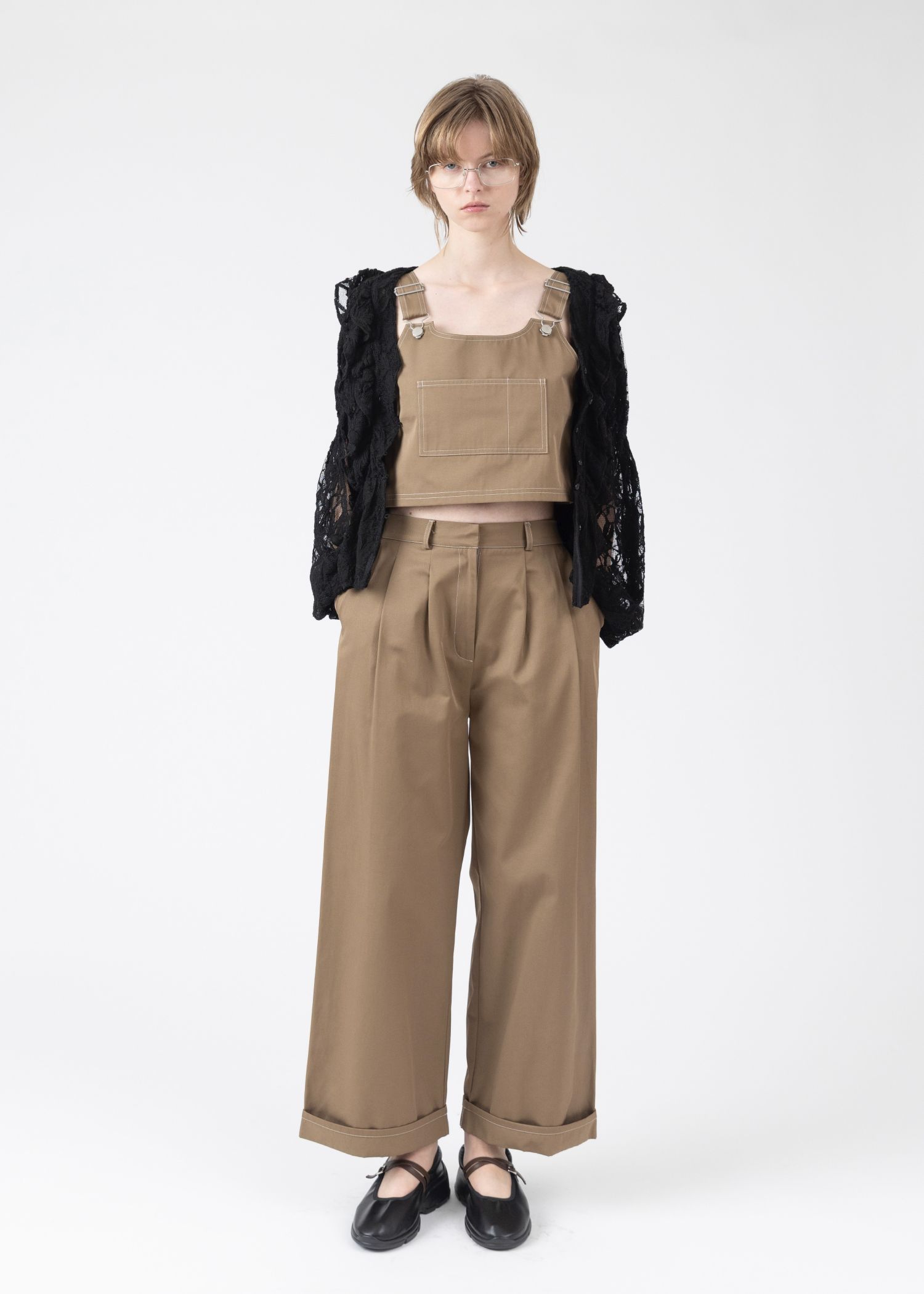 WILLFULLY - 2piece roll up suspenders all-in-one (K/beige) / 2