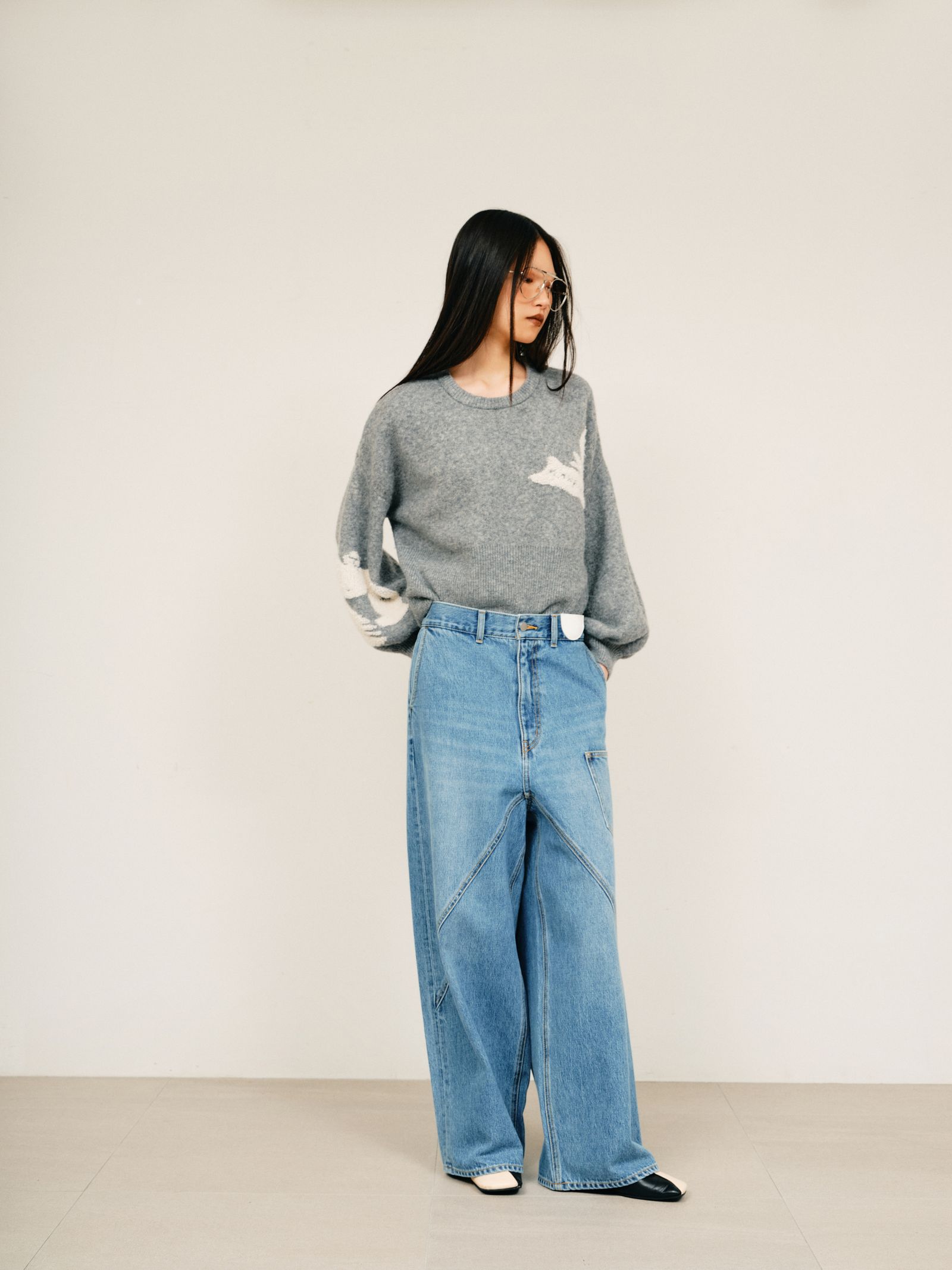 null. - Illustration jacquard knit top / イラストジャガードニット