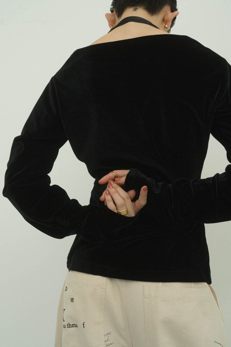 Knuth Marf - velours ribbon tops / ベロア リボントップス (ブラック