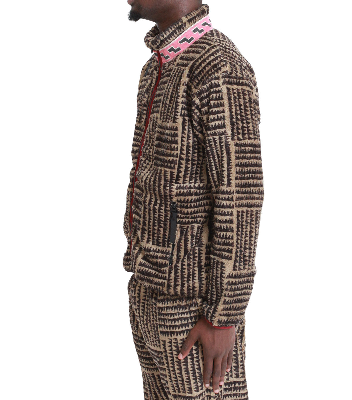 Kapital Hacksaw-Block Fleece Zip Blouson Beige | SOMEWHERE®