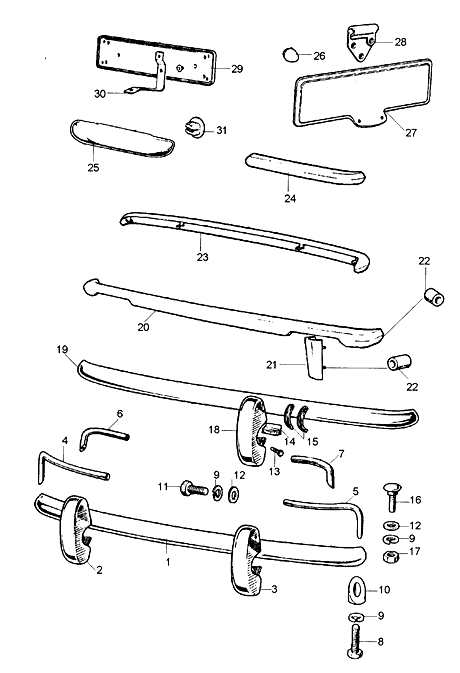 バンパー/リアナンバープレート | ローバーミニ・クラシックミニ・ミニ