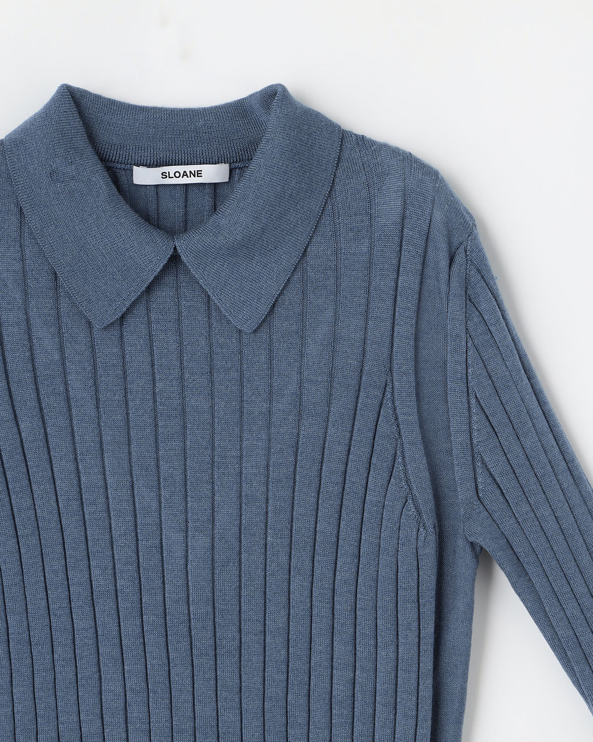18Gワイドリブ エクストラファインメリノウール×シルク 襟付きプル