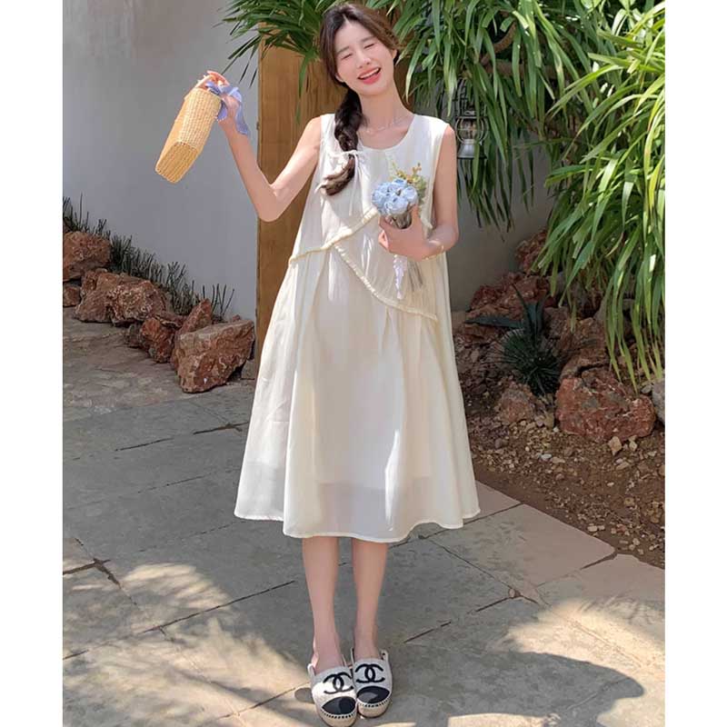 アイボリーノースリーブワンピース（白）春/夏 ふんわりフェアリー