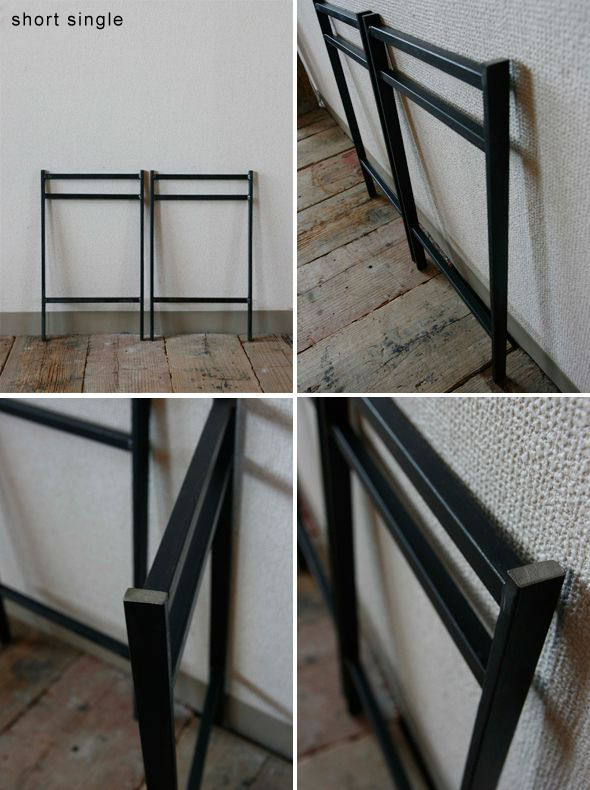 無塗装でアイアンなフラット鉄脚♪ 50×500×230mm □型 2脚セット 無