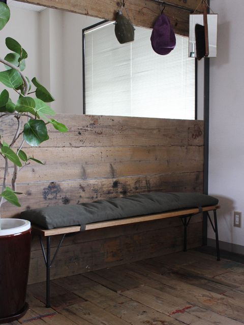 ≪ベンチ≫【無垢オーク鉄脚ベンチ＋クッション/セット販売】 BEN01