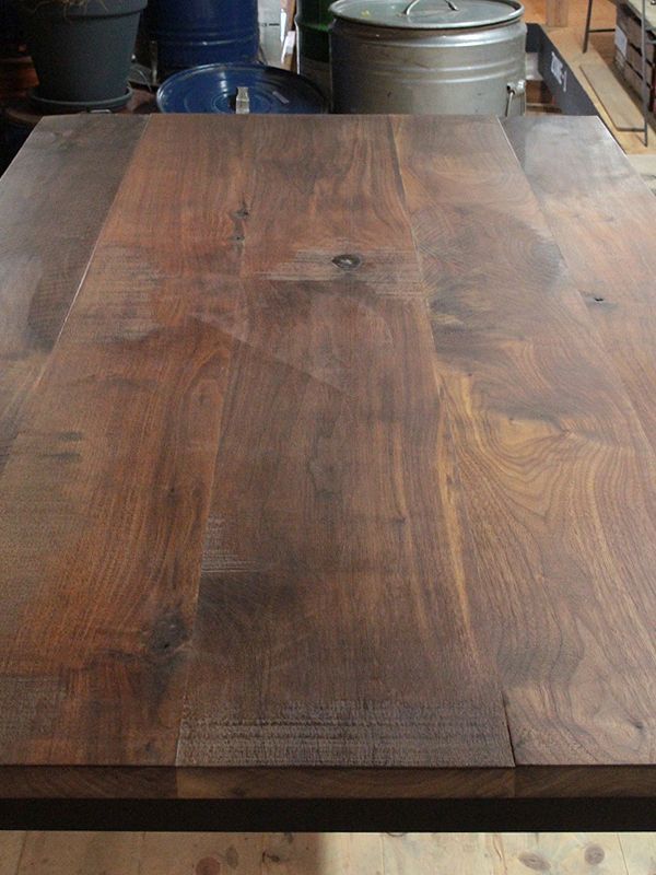 110X60木製脚ウォールナットワックス仕上げテーブル