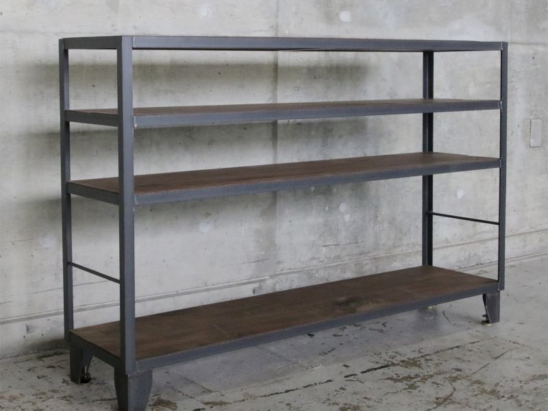 ≪シェルフ≫【アイアンシェルフ/4段/BC・WN/ラフ仕上げ】 IRSH-003/4
