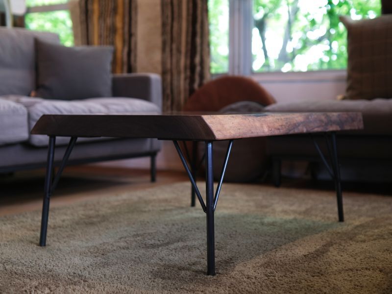 ≪ローテーブル≫【無垢一枚板 ウォールナット W810×D570~750×H370mm