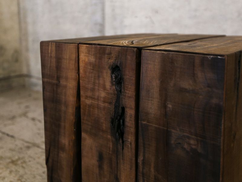 送料無料≪サイドテーブル≫【無垢ウォールナット/キューブサイド