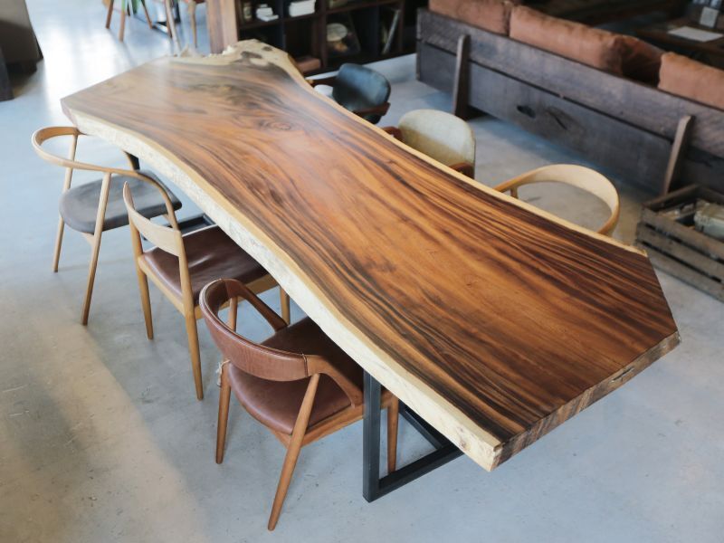 ≪完成品≫無垢一枚板 モンキーポッド W2960×D900~1200mm×t80mm