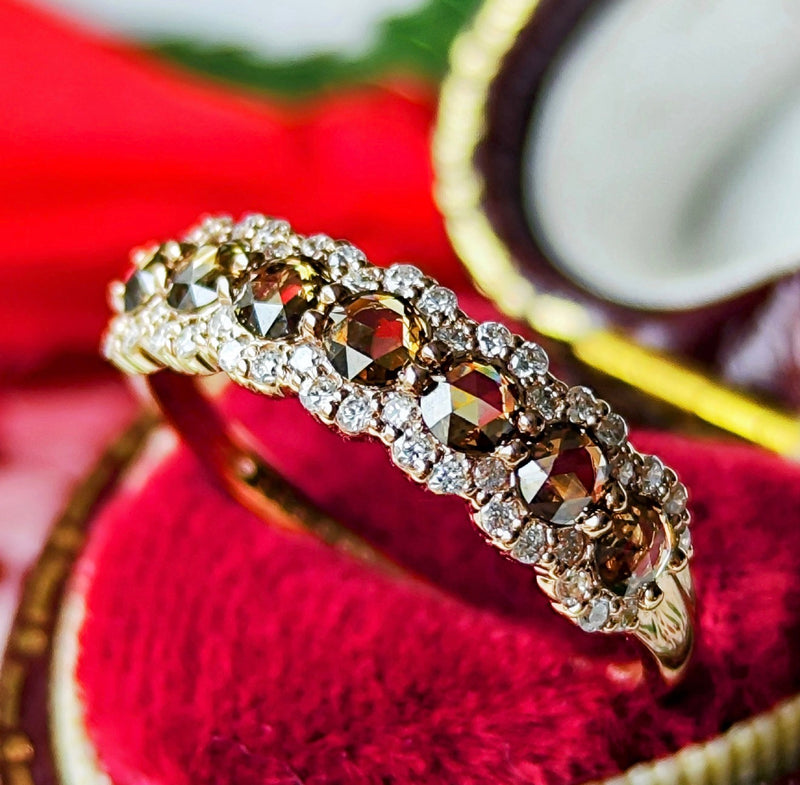 お値下げ】ローズカット 天然ブラウンダイヤモンド 18金リング – Mico