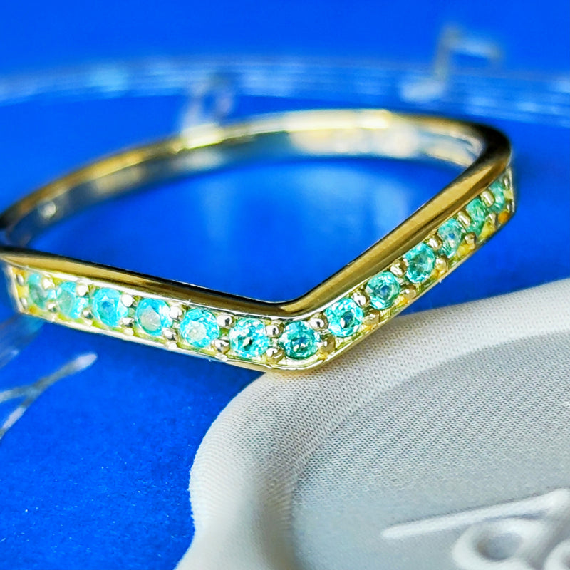 天然パライバトルマリン ハーフエタニティリング 18金 – Mico宝飾店