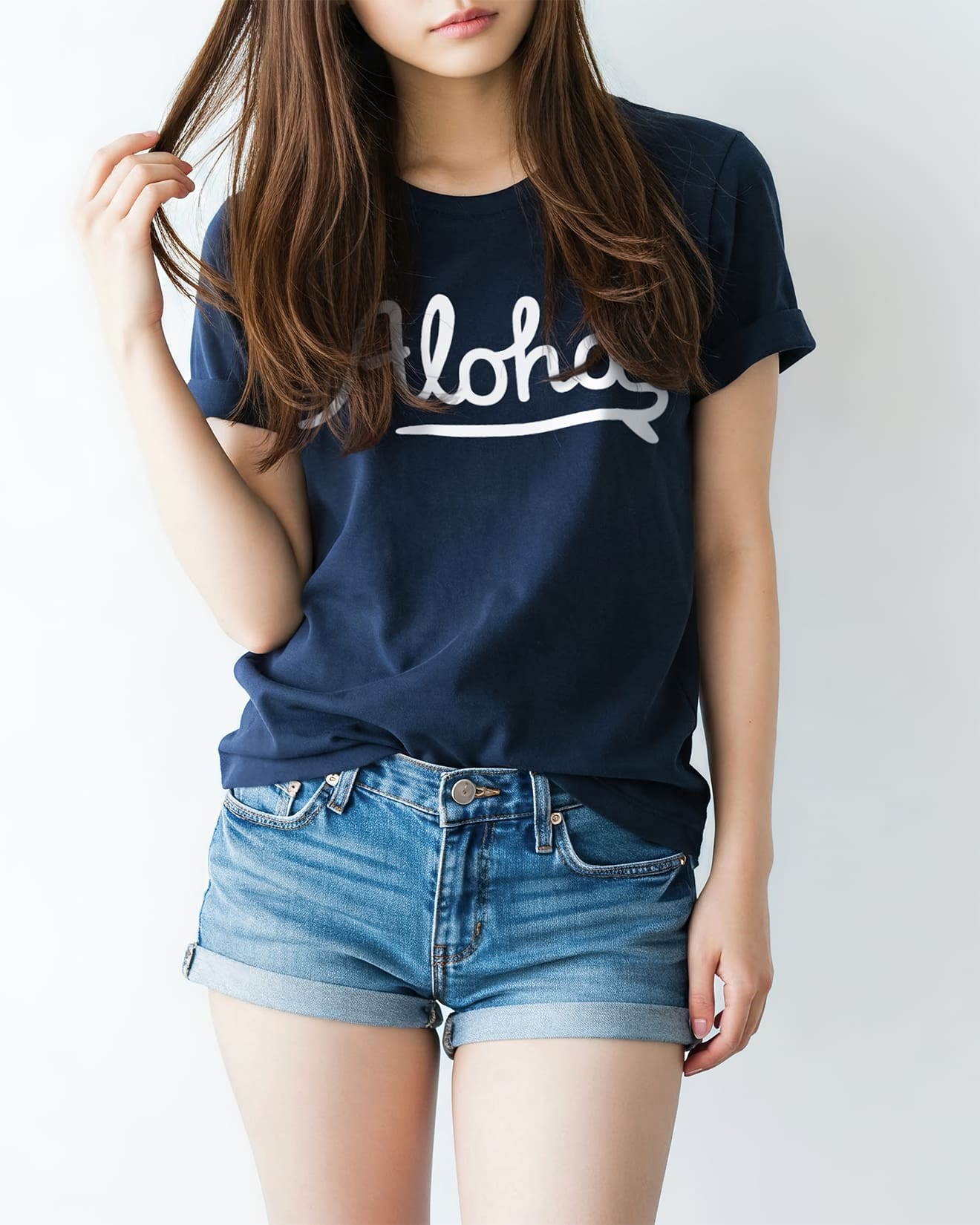 ALOHA LOGO レディース サーフTシャツ ネイビー - HOLIDAZE