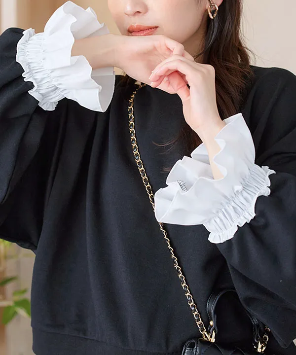 袖ギャザーフリルスウェットトップス [C7022] - レディース