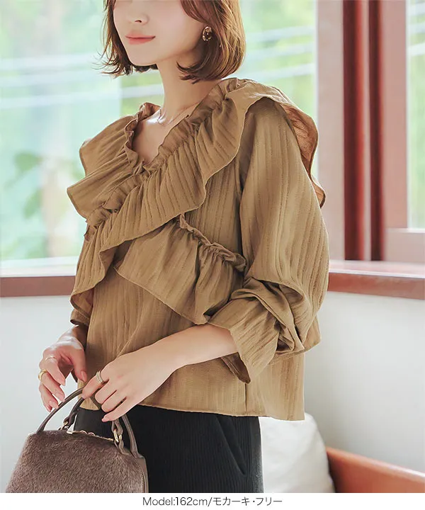 マルチウェイクロスフリルブラウス [C7239] - レディースファッション