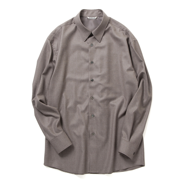 AURALEE / オーラリー | SUPER LIGHT WOOL SHIRT (メンズ) - Top Brown