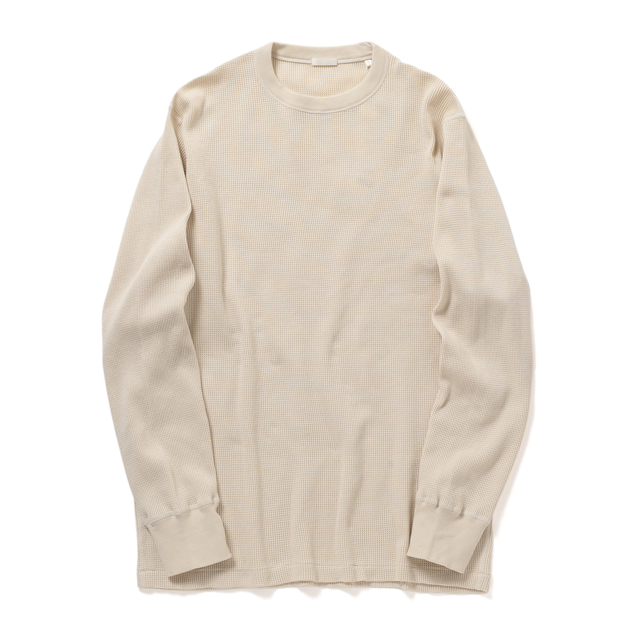 COMOLI / コモリ | コットンカシミヤ ワッフル長袖クルー - Ecru