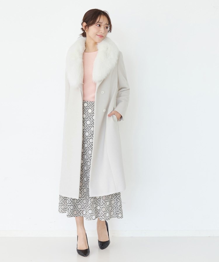 日本製／フォックスファー／カシミヤ混】ファー付ウールコート