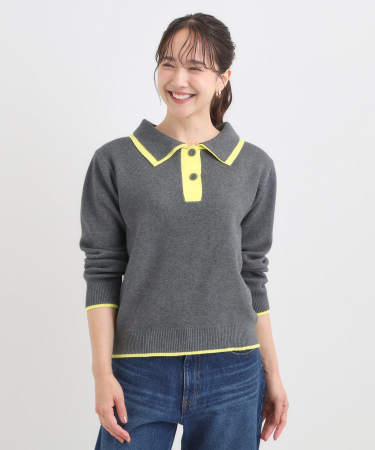 S-LL】配色がポイントの2枚襟ポロニット（ニット/セーター） | SHOO