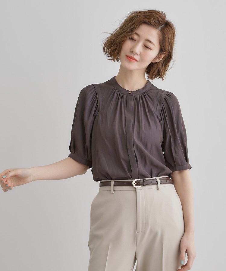 洗える】ヴィンテージサテンウイングスリーブブラウス（シャツ