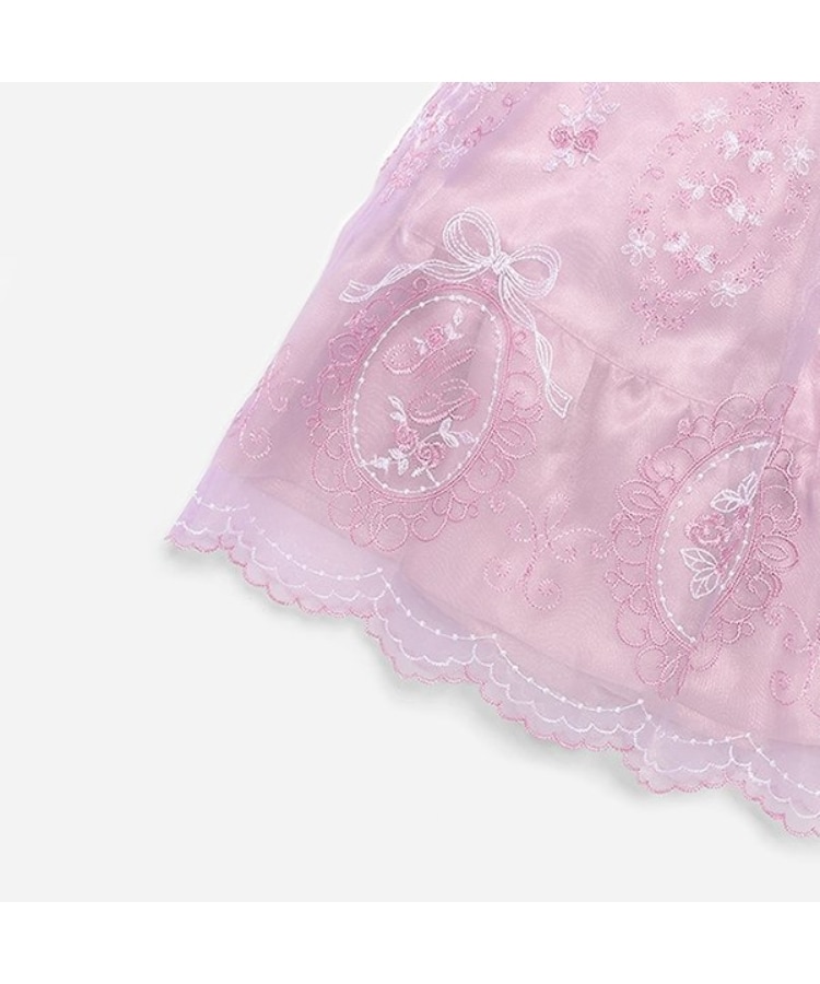 バラ刺しゅうオーガンジーワンピース＆インナーセット（セットアップ