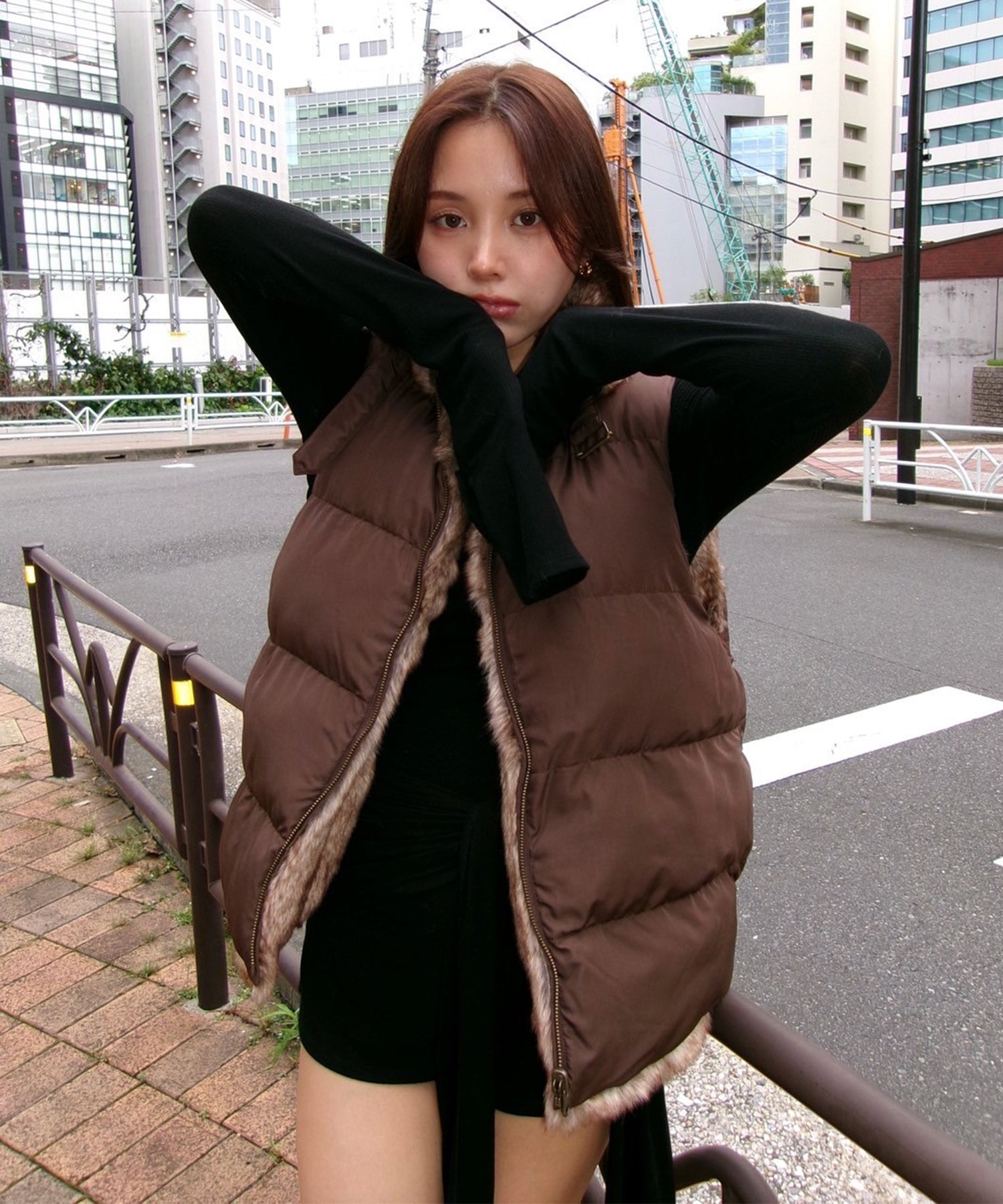 早い者勝ちaclent 2way stand collar fur vest